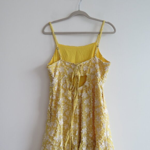 ANTHROPOLOGIE MAEVE Rhonda Textured Midi Dress in Yellow Floral Boho Size US 6 - Picture 12 of 15
